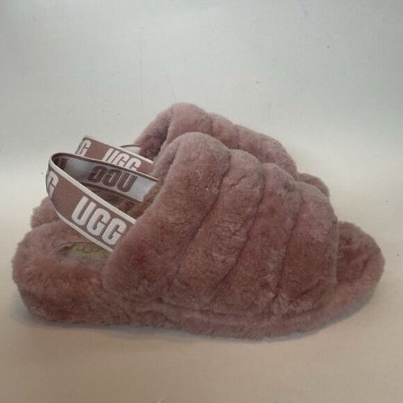 UGG Fluff Yeah Slide Slippers Soft Pink Sheepskin Sandals Women Size 10 109511 - Picture 9 of 12